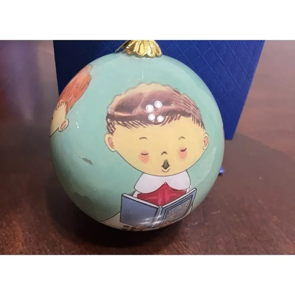 Pier 1 Li Bien 2018 Choir boyGlass Christmas Ornament Hand Painted Reverse Paint